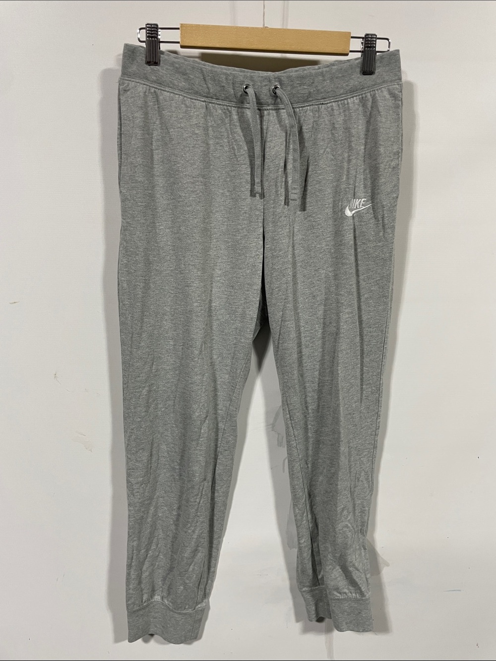 Nike Grey Drawstring Track Joggers with White Swoosh